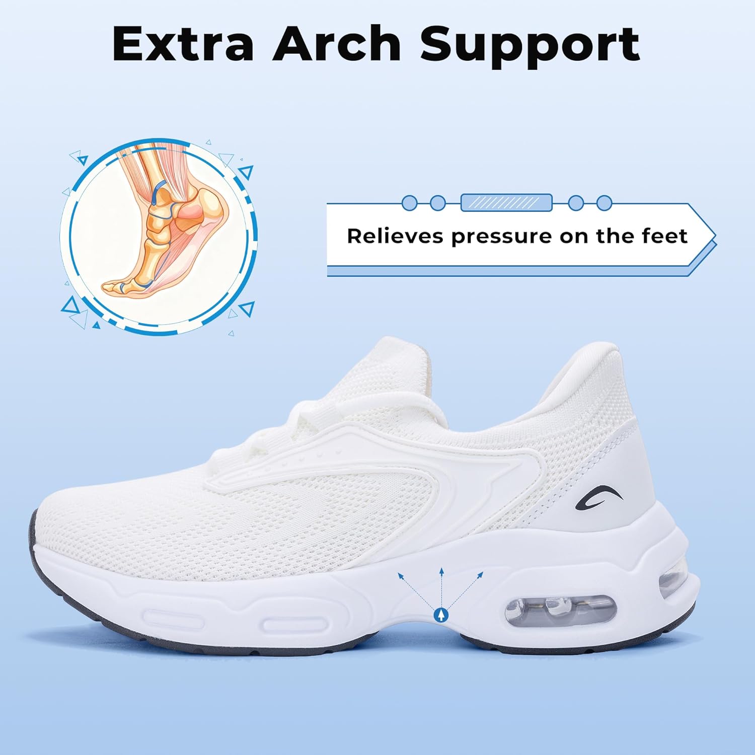 Artlea Women's Walking Shoes with Arch Support Orthotic Tennis Shoes for Plantar Fasciitis Women Fashion Sneakers for Foot Pain Relief, Size 6.5-11 - Image 7