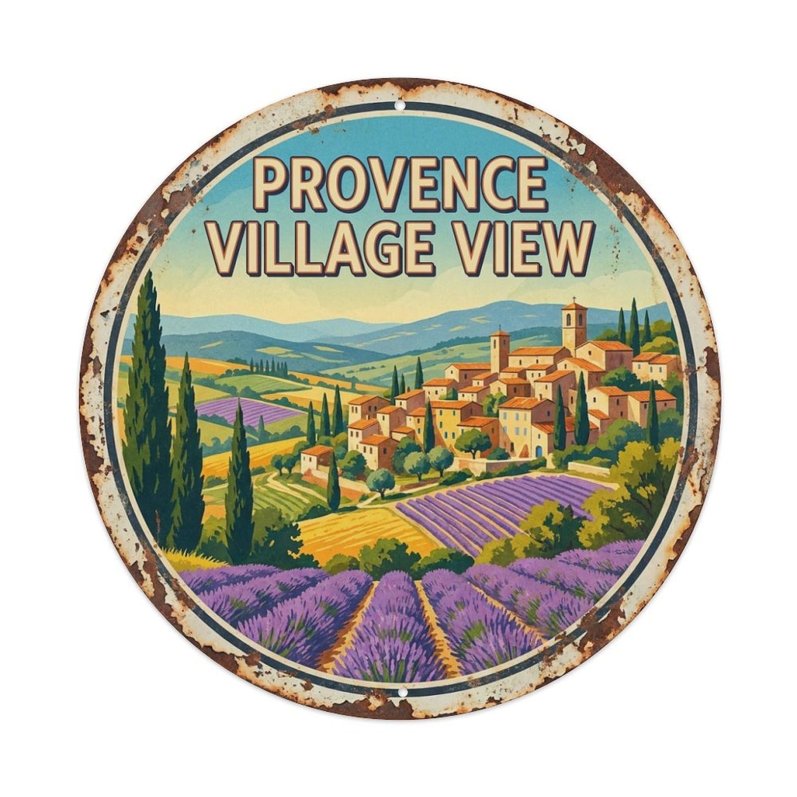 France Provence Village View Garden Travel Metal Tin Sign