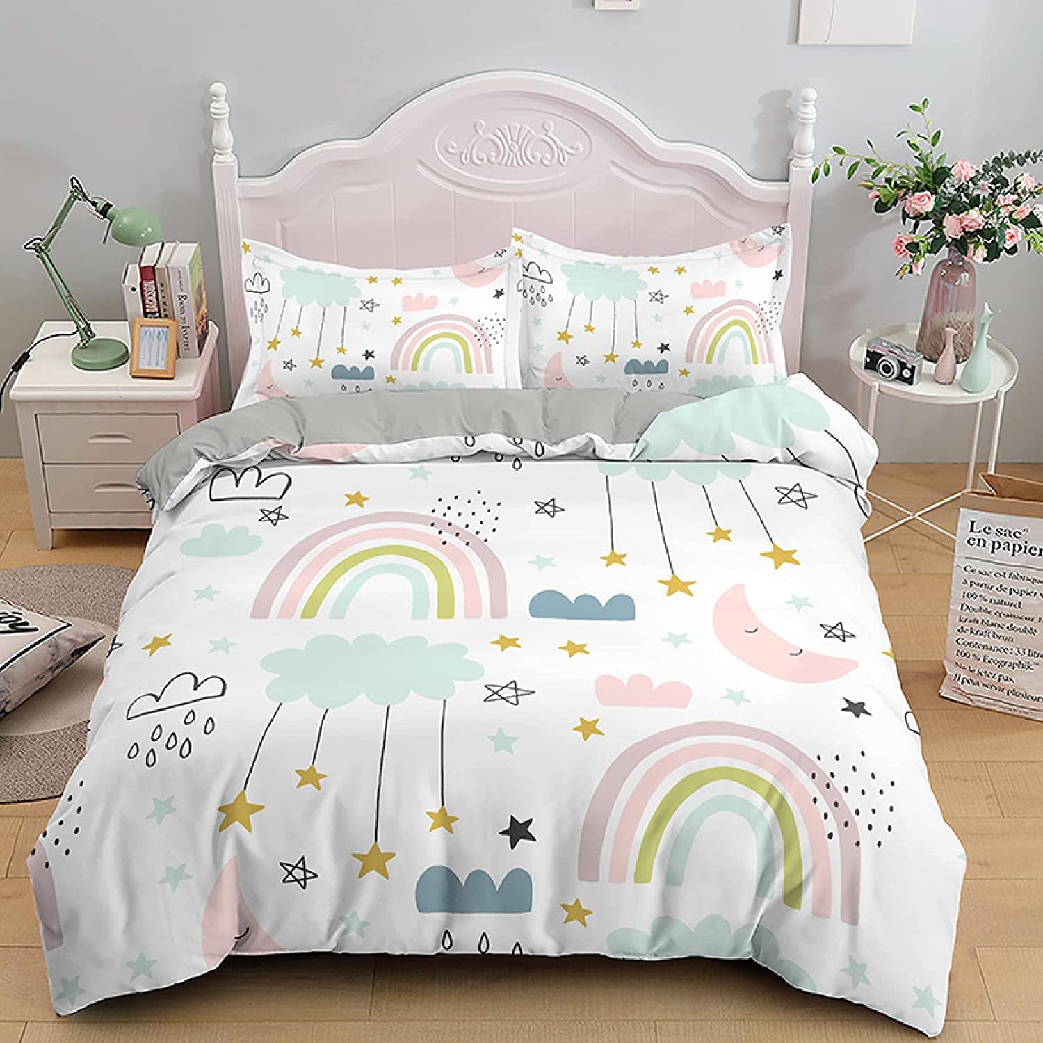 LMMSMGS Super King Size Duvet Cover Rainbow Bedding for Kids Aldult with Zipper Closure Soft Hypoallergenic Microfiber Duvet Cover 102.3"x 86.6" + 2 Pillowcases 19.7"x 29.5"