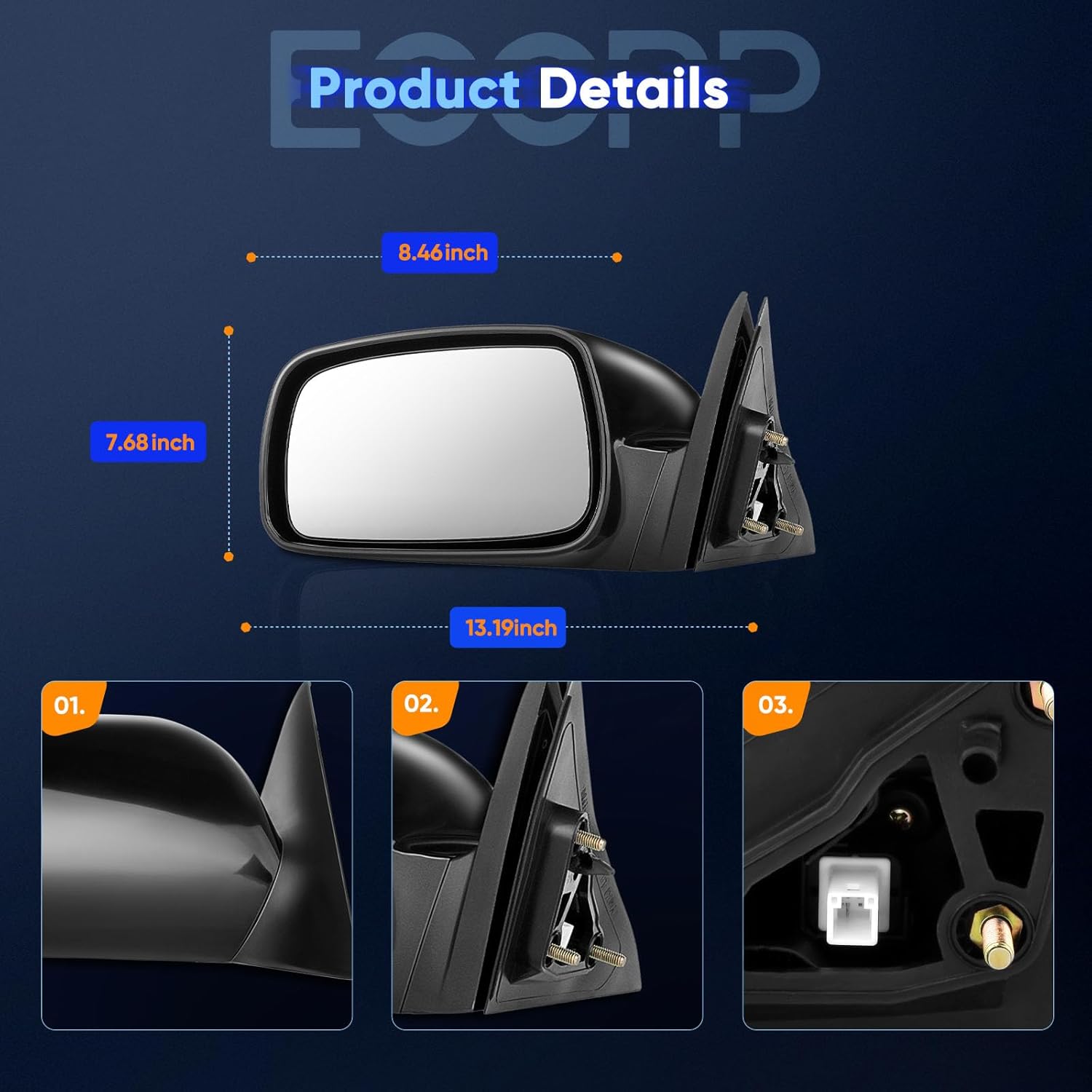 ECCPP For Toyota Camry 2007 08 09 10 2011 Door Mirror Driver Side Power Replacement For 128-61457AL TO1320215 8794033620C0
