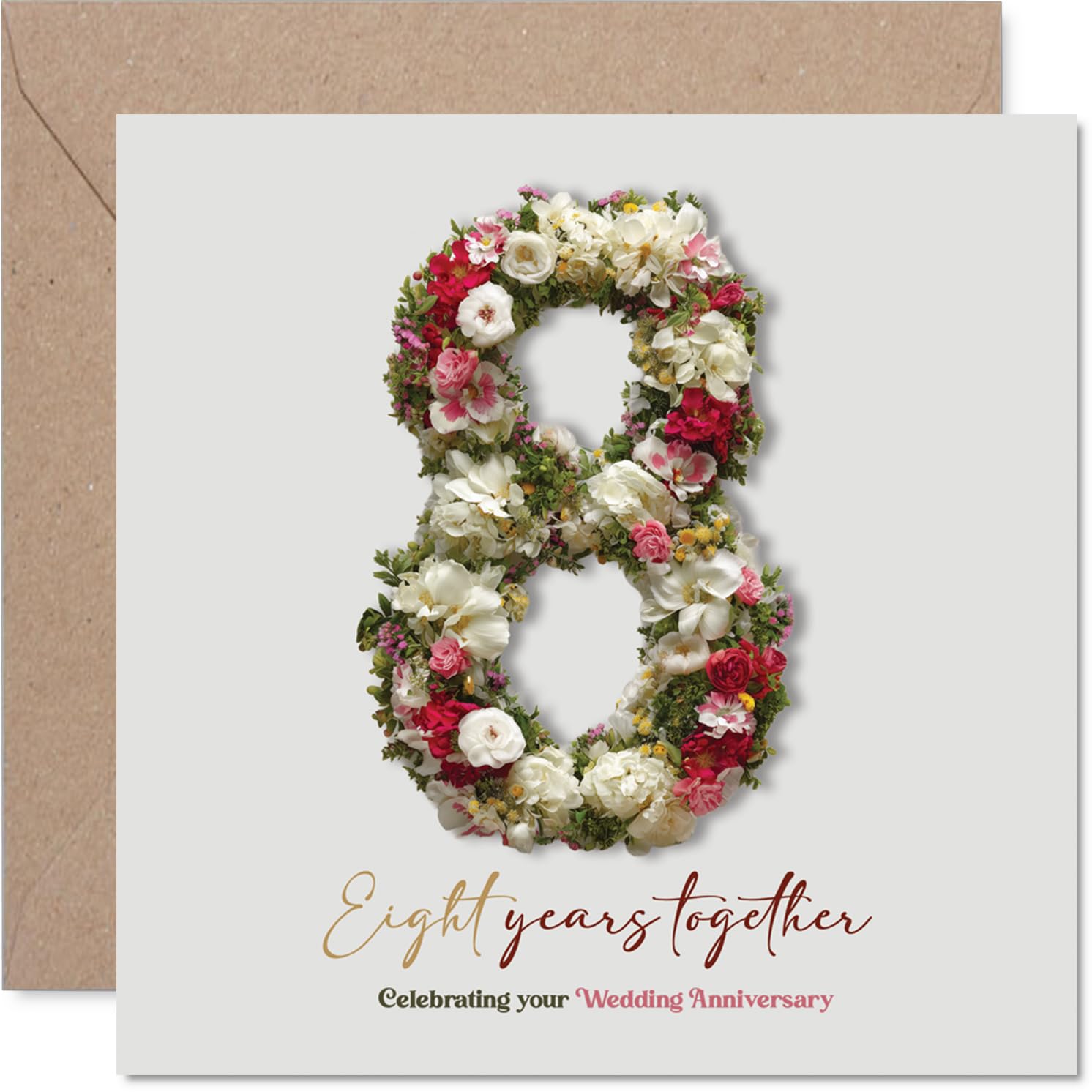 Romantic 8th Anniversary Card, Eight Years of Love and Laughter