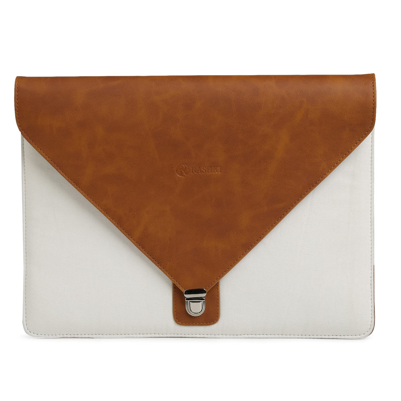RASHKI Unisex Vegan Leather and Canvas Laptop Sleeve (Tan and White, 14.5 Inch) (B091L76B1K) Amazon Price History, Amazon Price Tracker