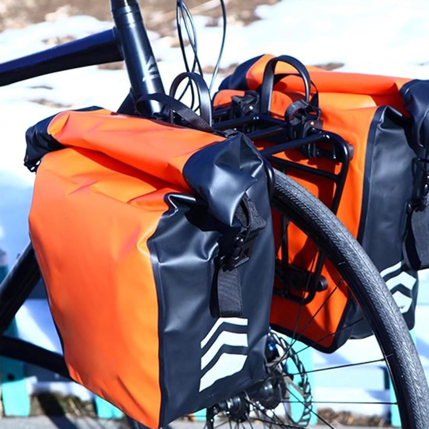 Front Bike Rack, Heavy Duty Aluminium Alloy Multipurpose Trapezoidal Design Bike Cargo Rack with Adjustable Connecting Rod for Cargo Luggage