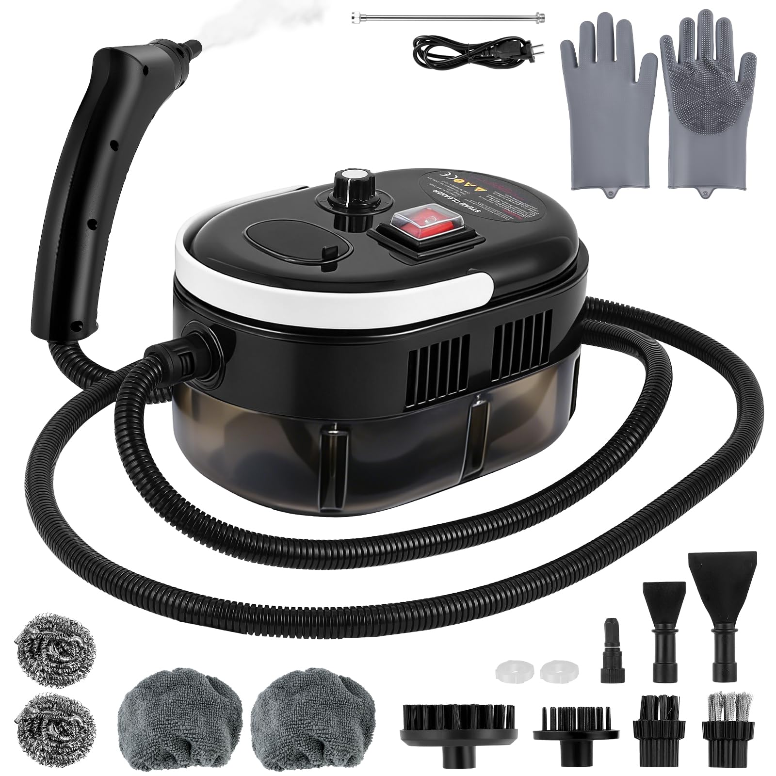 Nettoyeur Vapeur Portable 2500W, Nettoyeur Vaporisateur 4.5 Bar - 1200ml - 6 Vitesses - 15s Préchauffage - Idéal pour Voiture, Cuisine, Sols, Meubles