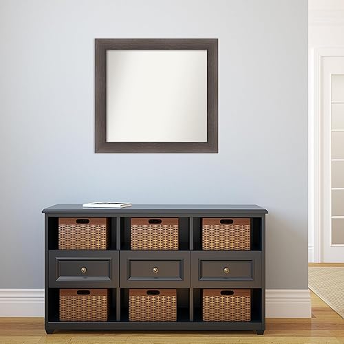 Miniatura 5 de Amanti Art Espejo de baño marrón para sobre el fregadero, 27 x 29 pulgadas, espejo rectangular de madera dura, color chocolate, marco de madera