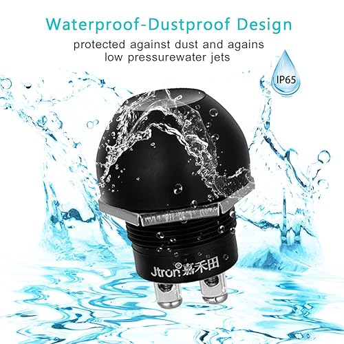 Miniatura 6 de Jtron interruptores momentáneos de botón de apagado (encendido), interruptores de botón impermeables, carcasa de goma, interruptor de botón negro