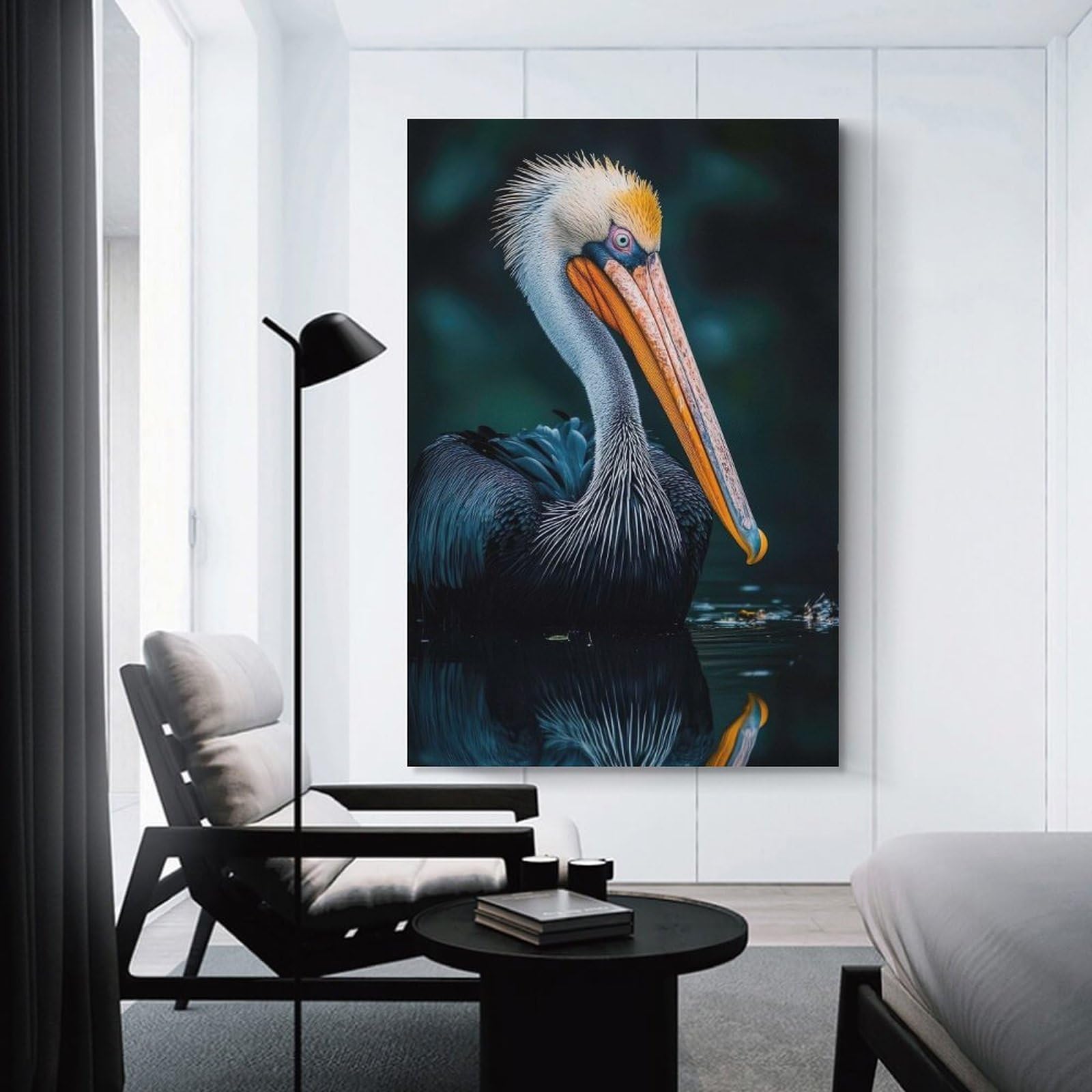 Junmoney Pelican Portrait Wildlife Photography Wall Picture Print 12x18inch(30x45cm), for Bedroom Decor, Cosy Corners Or Studios, Home Artwork with A Soft Interior Feel