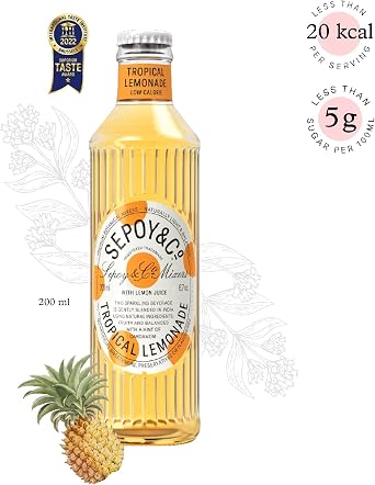SEPOY & CO. Refreshing Tropical Lemonade - 12 x 200ml | Low Calorie, Less Sugar | Pure Himalayan Water, 100% Natural Ingredients & Italian Juice Concentrate
