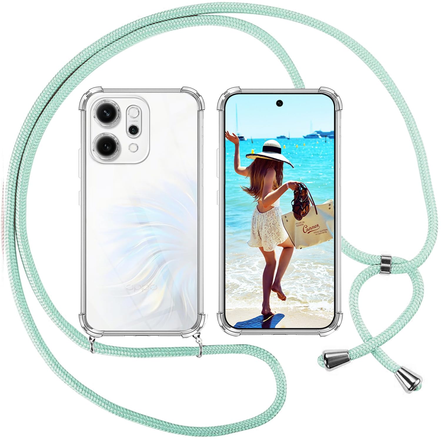 ISOI Case With Rope For OPPO A80 5G, Transparent TPU Soft Silicone Case