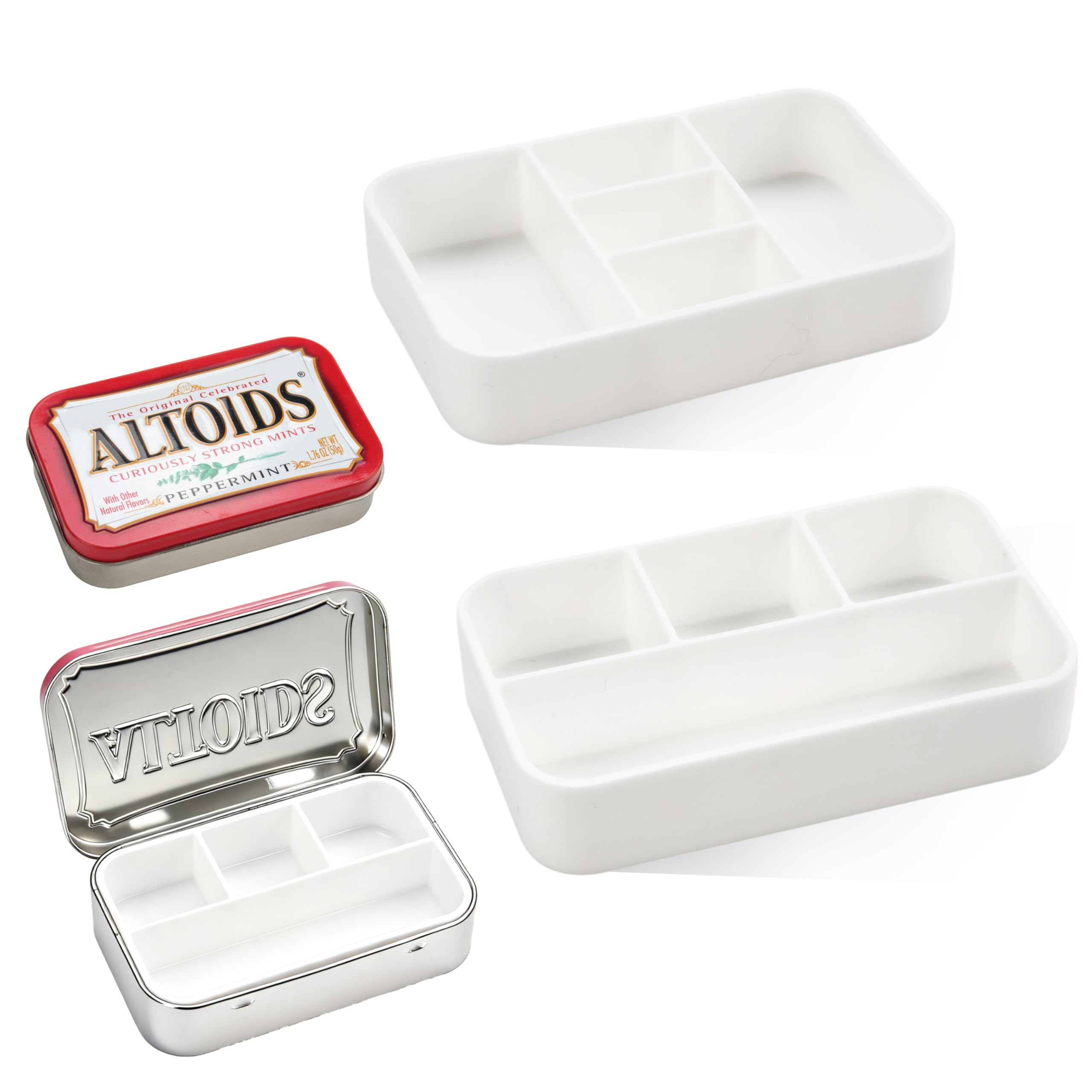 2-Pack Tin Organizer Inserts Compatible with 1 76oz Altoids Mint Tins Food-Safe Dividers for Personal Essentials Pills Candy