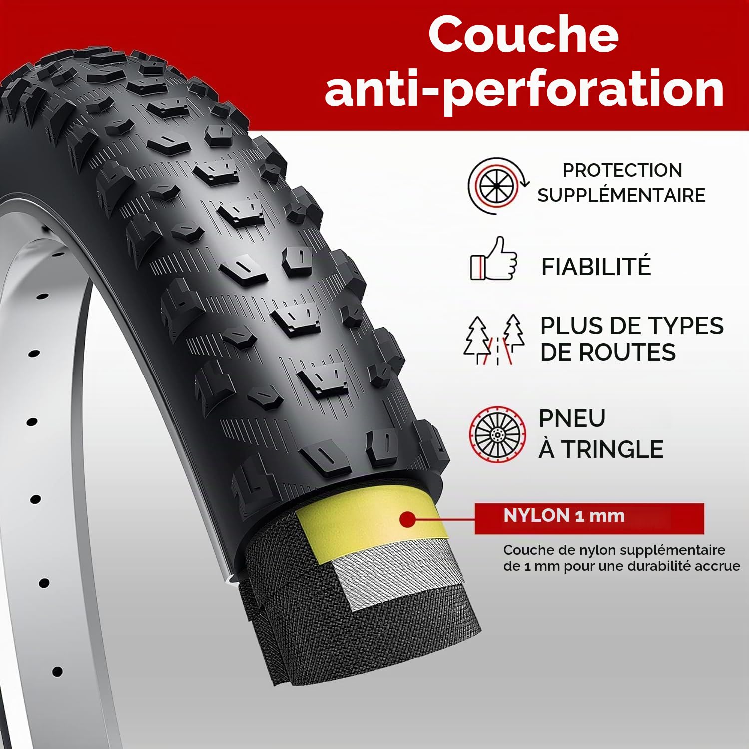 Fincci Velo Pneu VTT 27.5/29 x 2.35 Pouces - Paire Pliable Gravel Tire avec 1mm Nylon Protection Anti Crevaison, 60 TPI pour VTC, Montagne & Hybrid & Electrique Vélo, Tout Terrain, Vélo de Ville