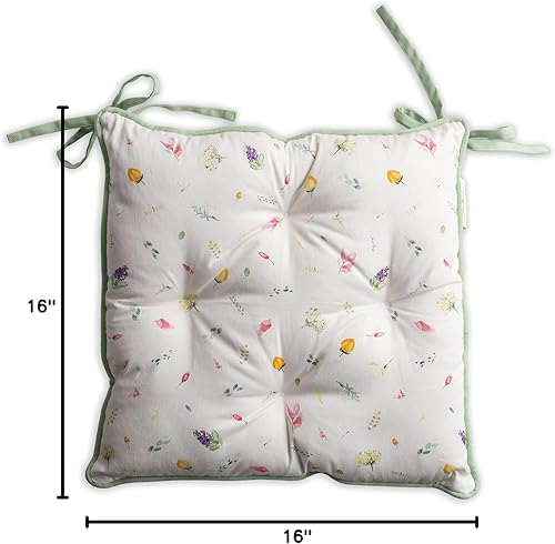 Miniatura 10 de Maison d' Hermine Almohadillas para sillas 100% algodón de 16 x 16 pulgadas con lazos, cojín de relleno de poliéster para comedor, hogar y sala de