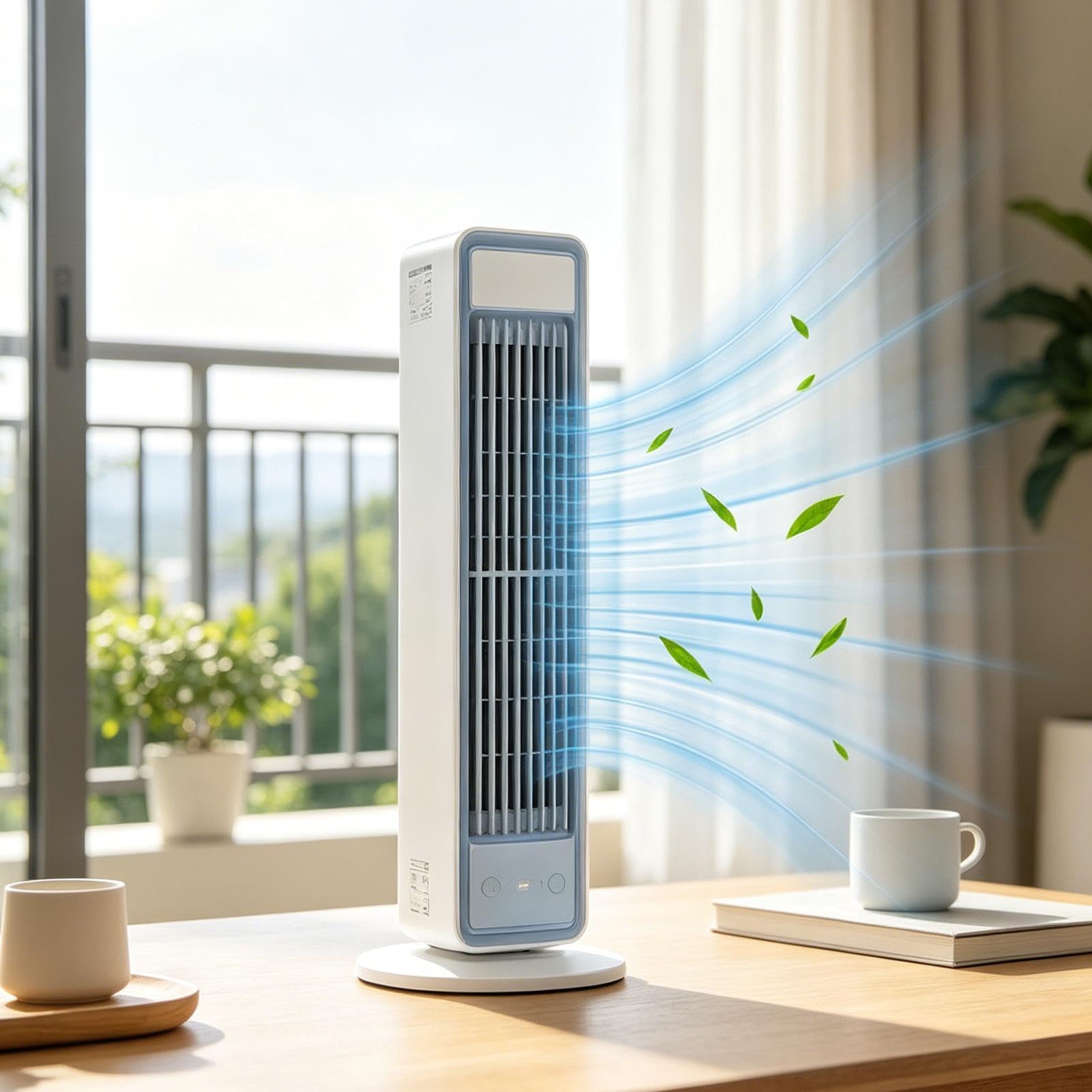 Ventilador Sin Aspas 5 Velocidades Control Táctil Recargable 3600 mAh | Ventilador portátil de pie para el dormitorio Para Hogar, Residencia Universitaria, Oficina, Salón, Restaurante