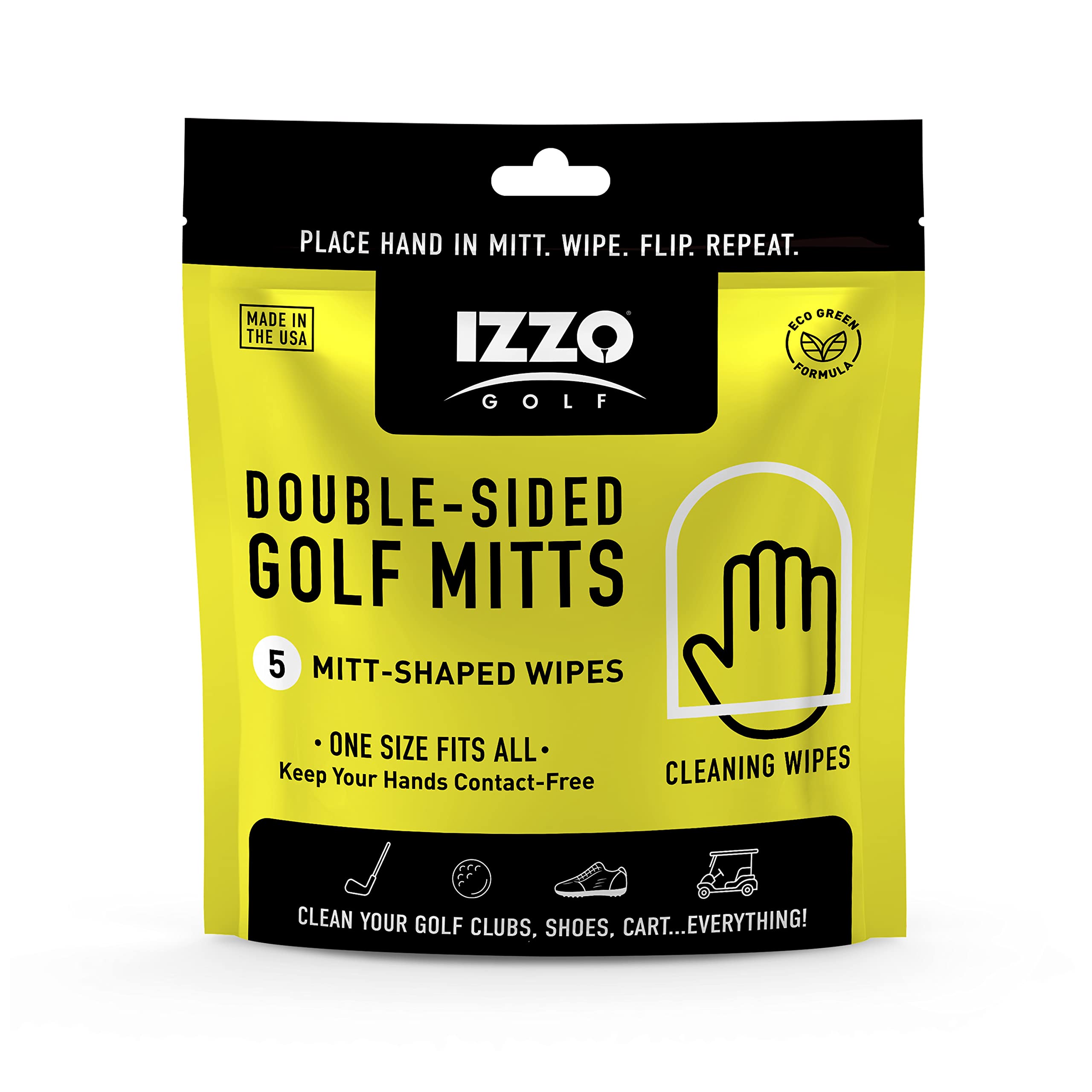 Golf Club Cleaning Mitt - ECO-Friendly, Touchless Technology, glove/wipe for cleaning golf clubs, golf shoes, golf balls, golf cart