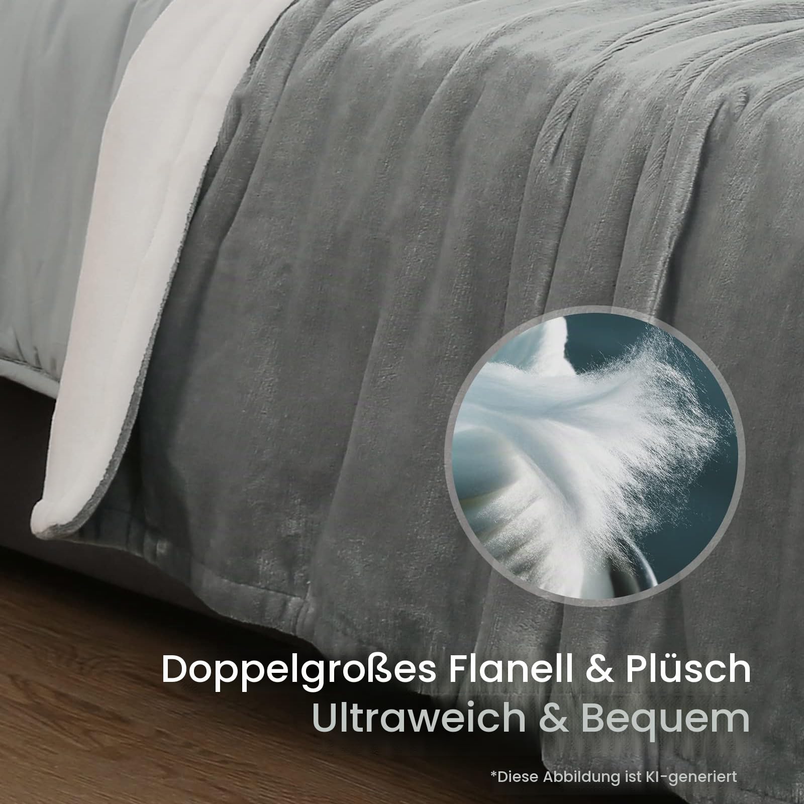 CURECURE Heizdecke 180 x 130 cm Wärmedecke Elektrisch fürs Bett mit Abschaltautomatik Überhitzungsschutz Auto Timer 10 Stunden, 4 Temperaturstufen, Waschbar, Silber Grau