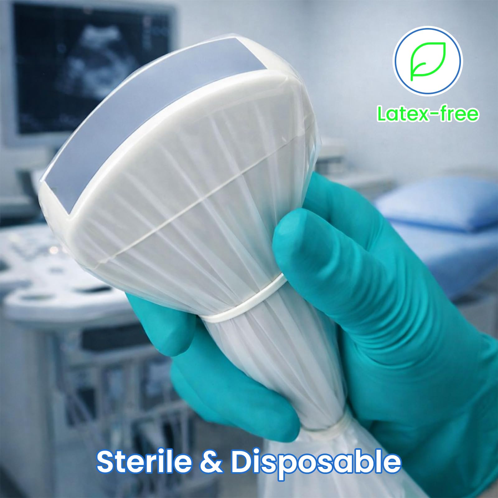 Ultraschall-Sonde-Abdeckung, Einweg-Sterile Transducer-Schutz, Transparente Latex-freie Sonde-Abdeckungen, 5" x 48", individuell verpackt, 50 Packungen
