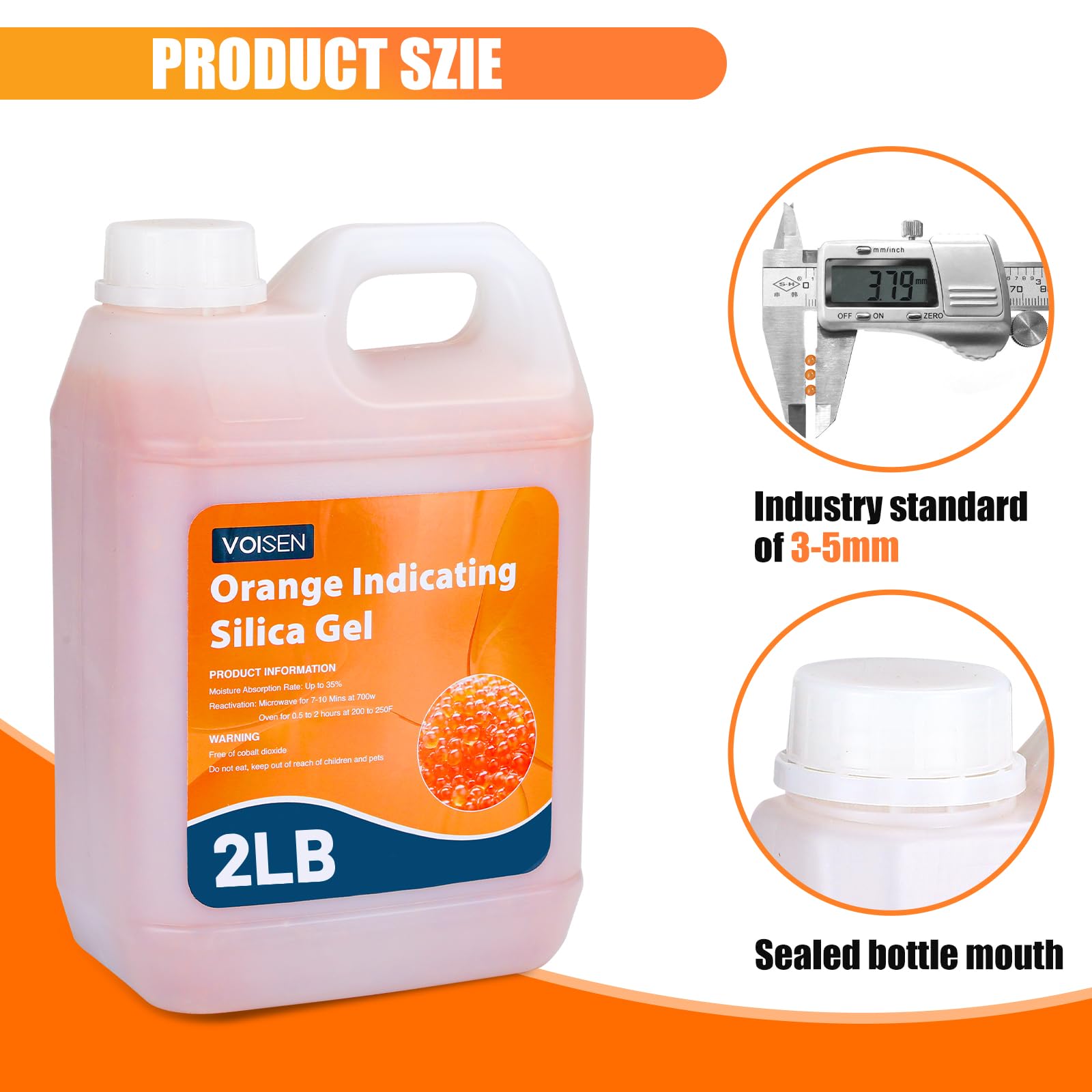 VOISEN 2 LBS Orange Indicating Silica Gel Desiccant Beads — Amazon image 5