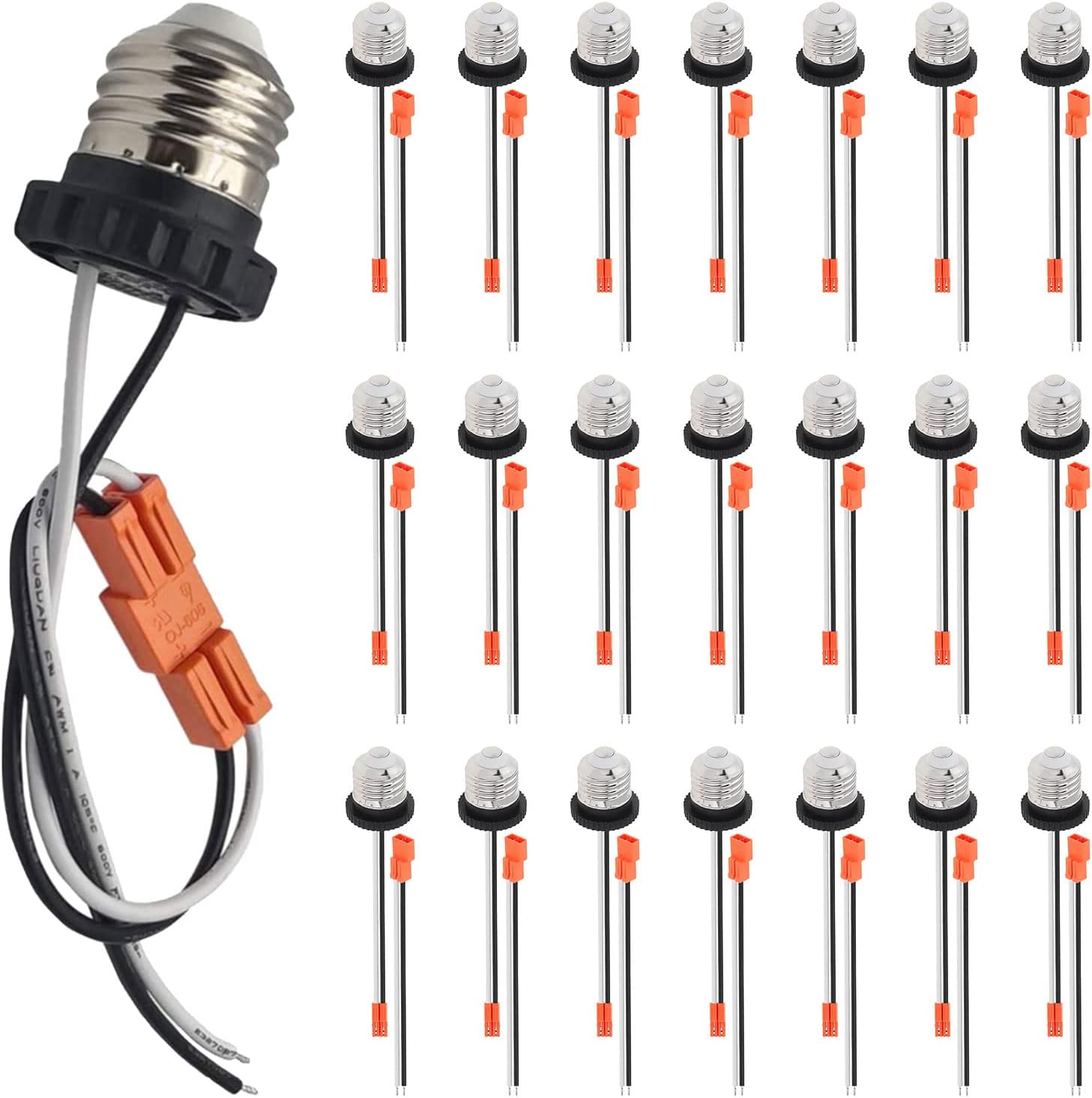 30 Pack E26 Socket Adapter Light Bulb Socket Pigtail Medium Base Male