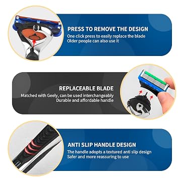 Replace Handle Compatible with Gillette Fusion5 Razors for Men, Comfort Glide Razor Handle Non-slip Ergonomic Handles, Only the handle(1 Pack Black)
