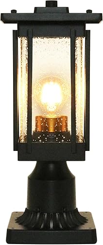 Miniatura 4 de MONKFISH Lámpara de poste negra para exteriores con diseño cuadrado, iluminación exterior resistente a la intemperie de 15.6 pulgadas con pantalla