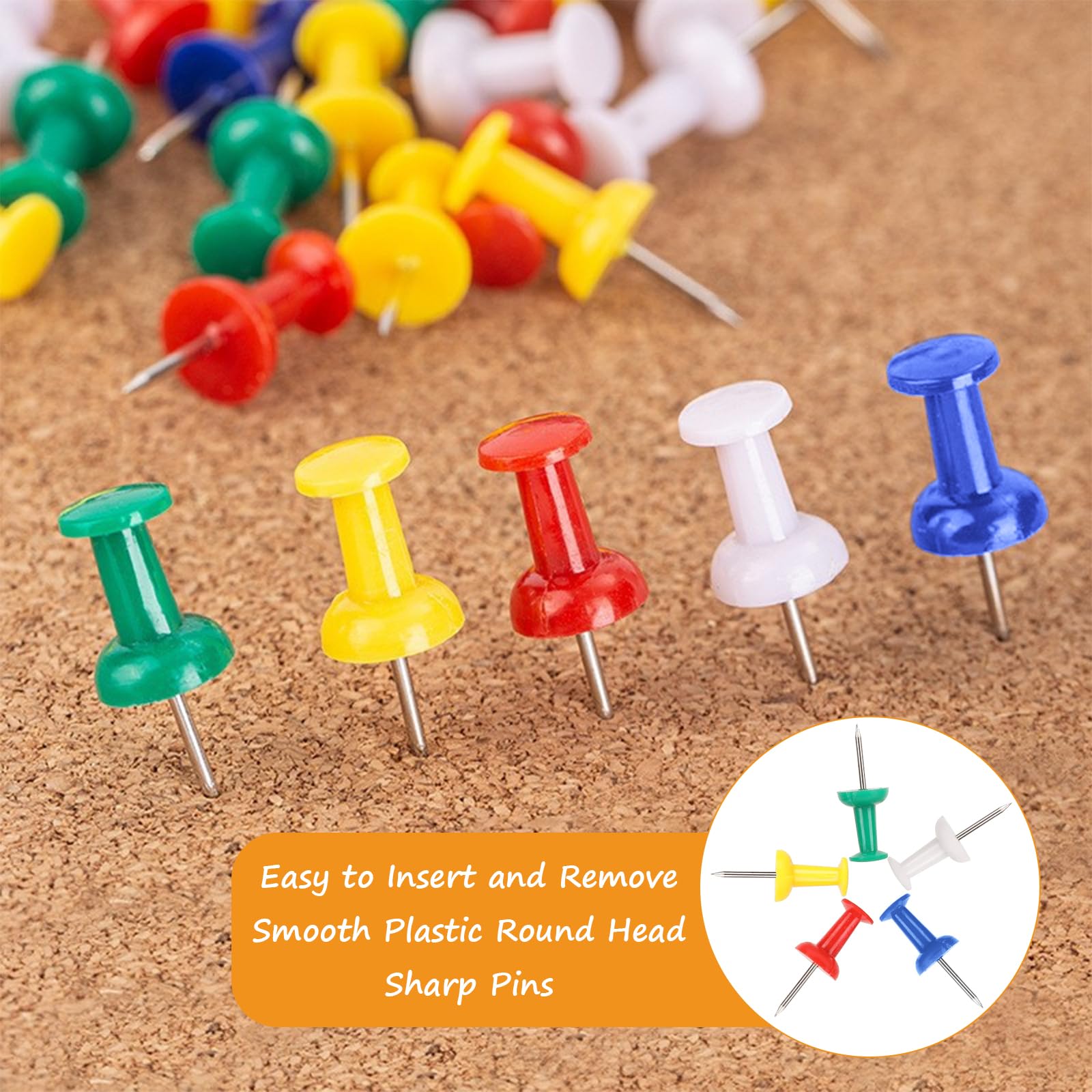 Gold Pins JAM Paper Push Pins, Round Head Map Tacks, 1 Inch, Black, 100 ...