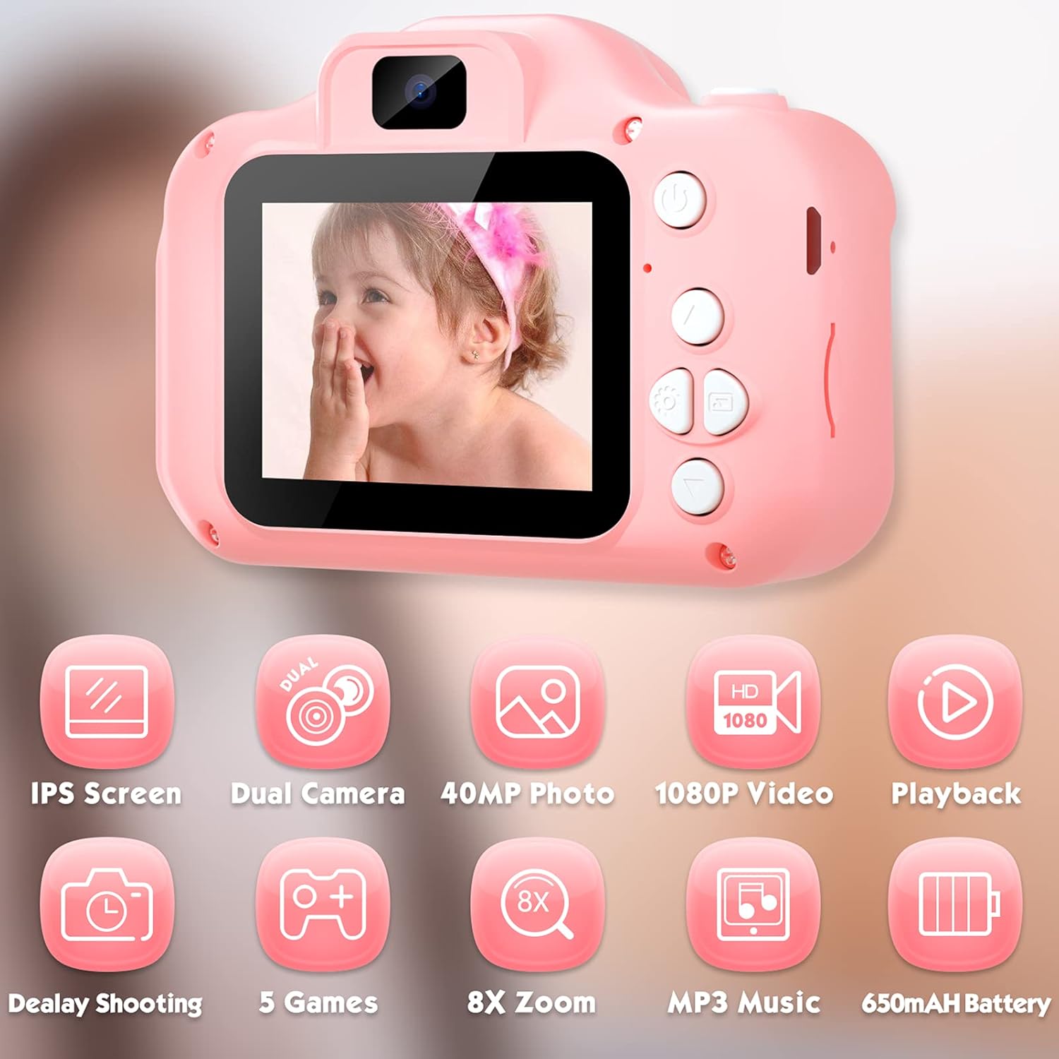 Kids Camera Toys Gifts for Boys, Rechargeable Digital Video Shockproof Camcorder with Front Rear Dual-Lens, Best Birthday for 3-8 Years Old Boys Gifts - 32GB SD Card Included : Toys & Games