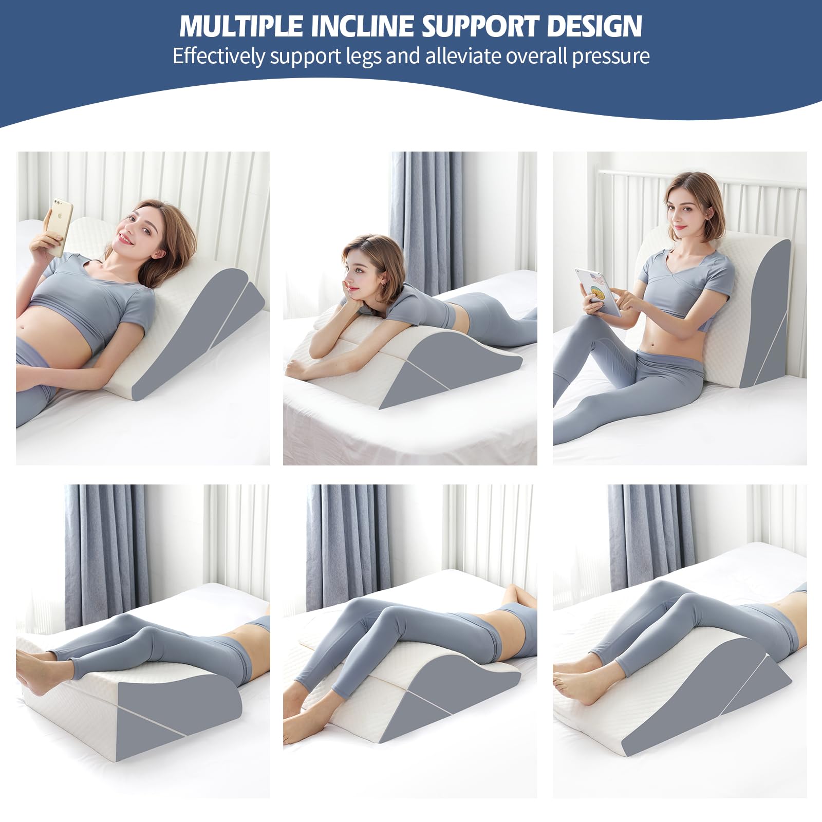 Simpledad Almohadas de cuña de elevación de piernas 2PCS para Dormir, Almohada de cuña de Pierna después del reemplazo de Rodilla después de la cirugía, cuñas de Pierna para elevación para hinchazón.
