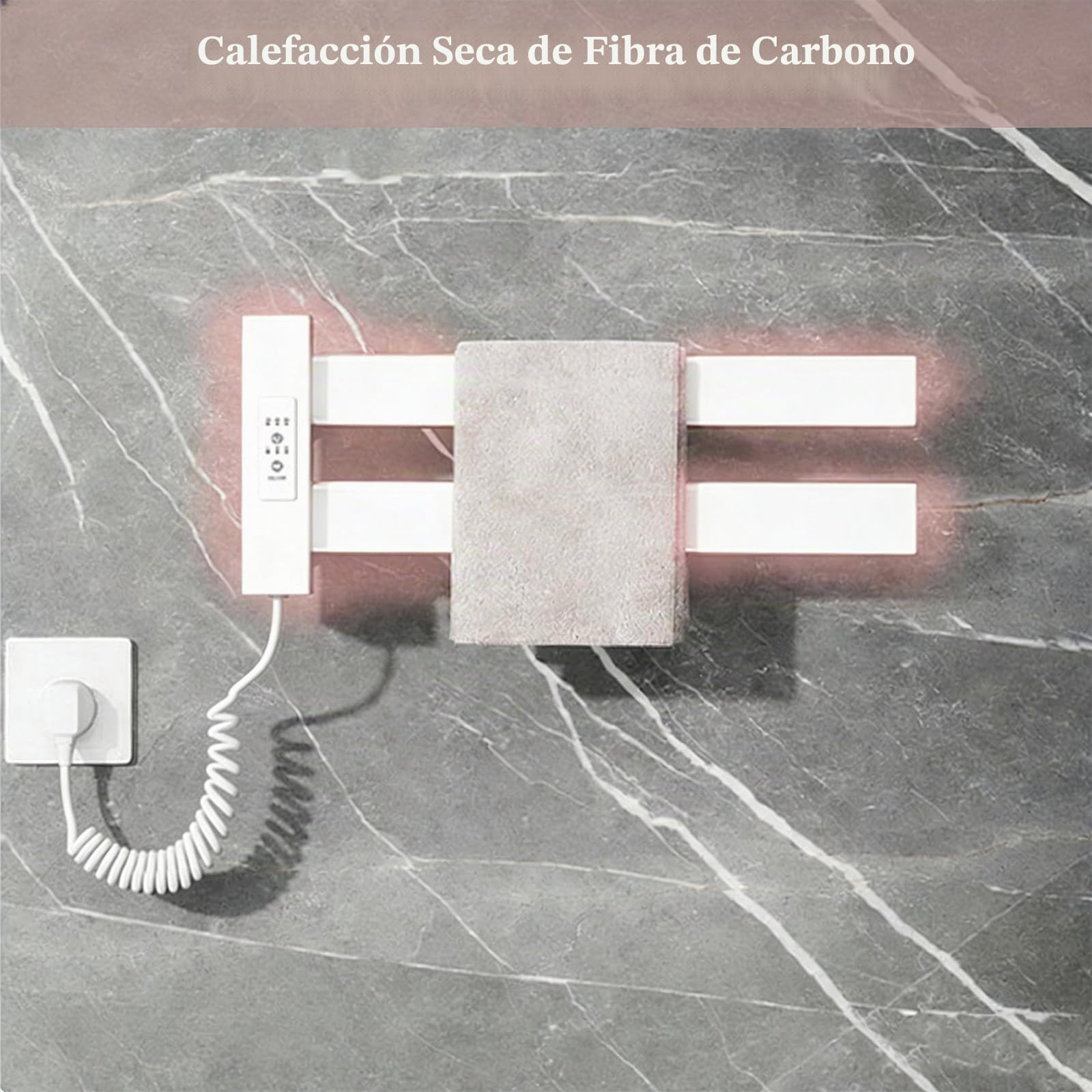 Toallero Electrico de Pared 450x180mm Radiador Electrico Bajo Consumo 50W Toallero de Paneles Radiador Calefactor para Baño con 2 Barras de Aluminio IP45 Temporizador Temperatura Ajustable