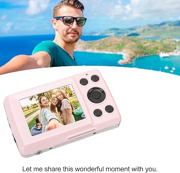 Digital Camera for Kids 16MP 1080P HD Auto Focus Vlogging Camera with 16X Digital Zoom 2.4 Inch Screen Fill Light Pocket Compact Camera for Travel Photography (Pink)
