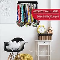 Vista 5 de Percha de exhibición de medallas Premium Never Give Up con 20 ganchos, exhibidor de medallas para pared con 16 pulgadas de largo, exhibidor