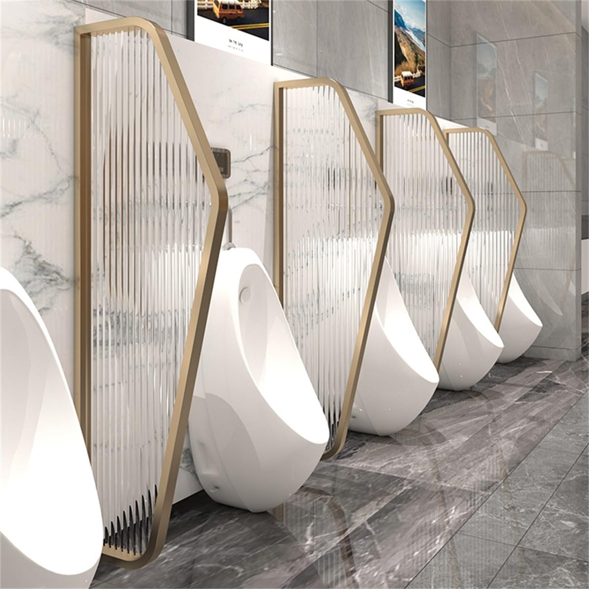 MESOVFCA Urinal Divider Partition, Wall-Mounted Urinal Screen Toilet Partition, Wall-Mounted Urinal Screen Toilet Partition for Hotel,Schools,Shopping Malls Public(Gold,3pcs)