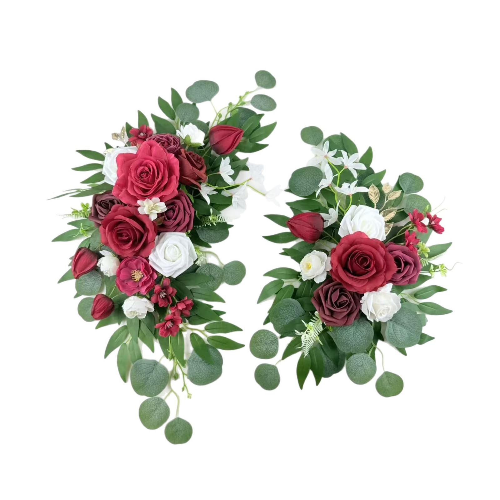 GMBYLBY Realistic Rose Flower Arrangement Artificial Flower for Bridal Showers Wedding Reception Chair Back Decoration Silk