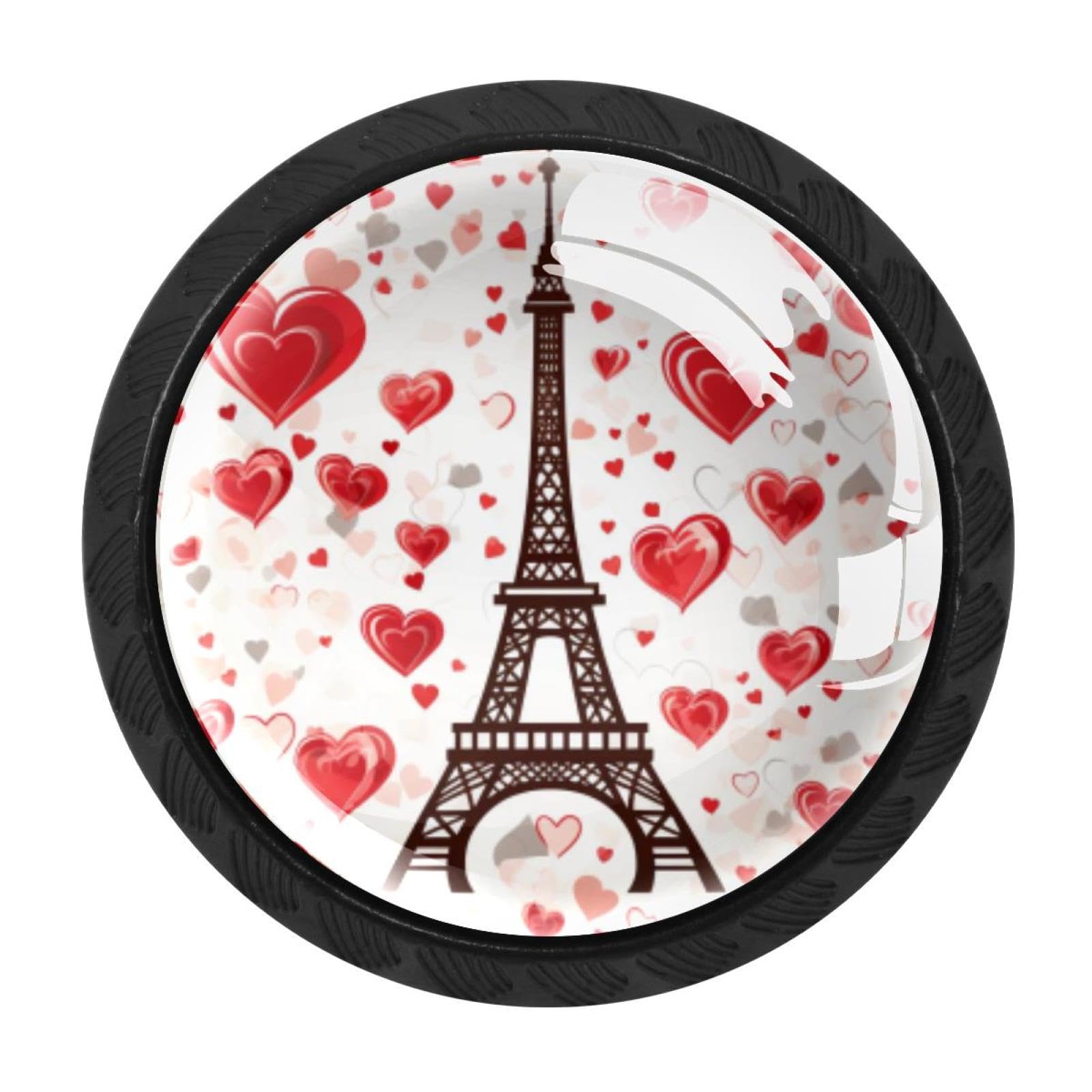 Chenzzzz Multicolored 02 4 Pieces Dresser Knobs Eiffel Tower Valentine's Day Drawer Knobs Cabinet Knobs Pull Handles For Home Kitchen Office