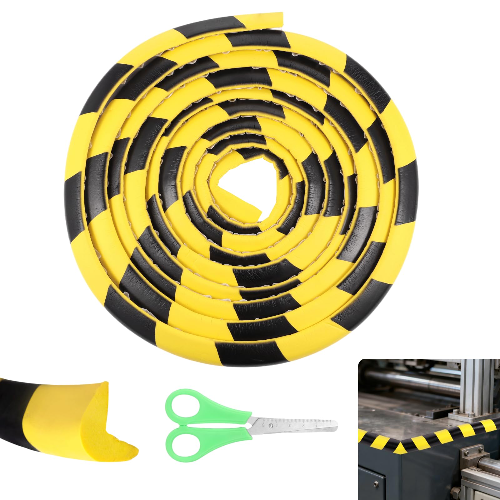 Self Adhesive Wall Corner Guard, 9.8 ft L-Shaped Edge Protector, Yellow Black NBR Foam Safety Bumper, Impact-Resistant Safety Warning Edge Guard for Factory, Garage, Warehouse
