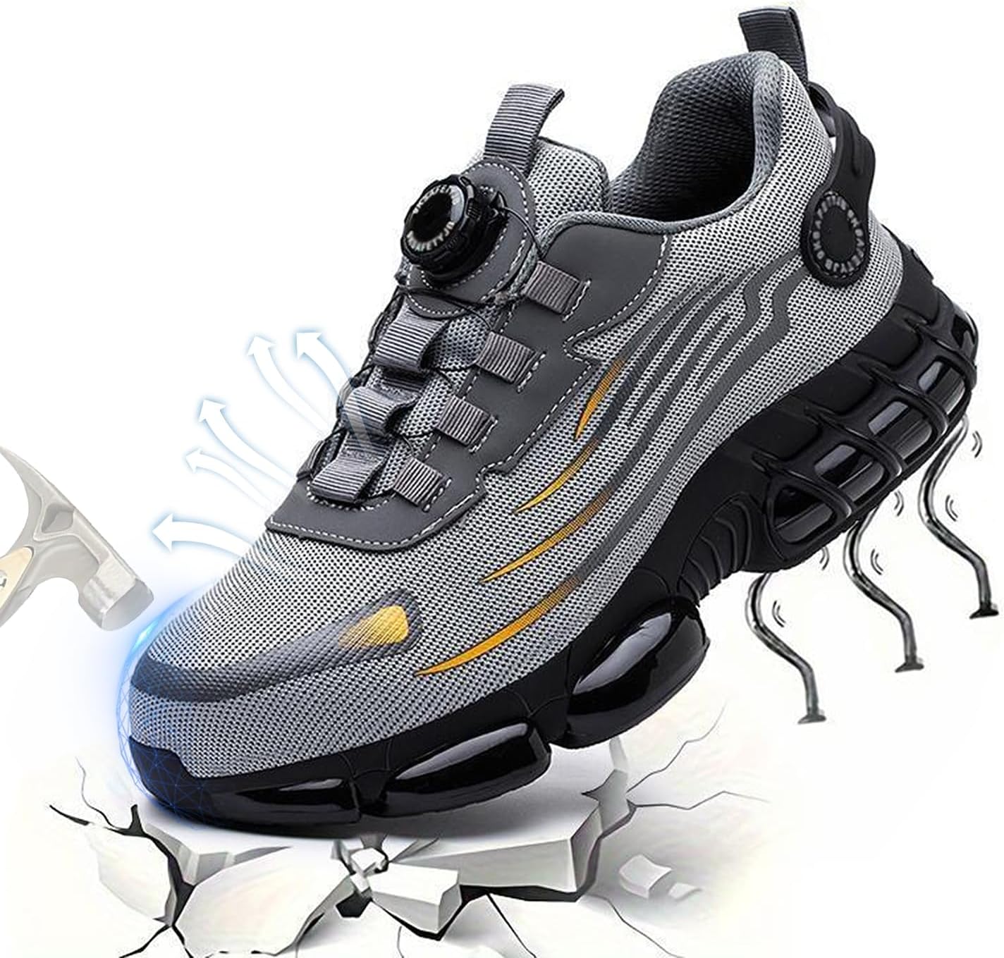 Steel Toe Shoes for Men Women Noozier Lightweight Breathable Safety Work Chef Shoes Non Slip Puncture Proof Comfortable Construction Footwear Slip On Indestructible Sneakers