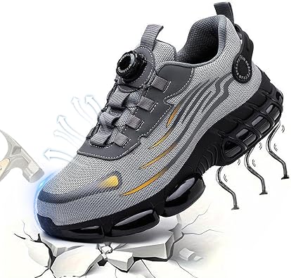 Steel Toe Shoes for Men Women Noozier Lightweight Breathable Safety Work Chef Shoes Non Slip Puncture Proof Comfortable Construction Footwear Slip On Indestructible Sneakers