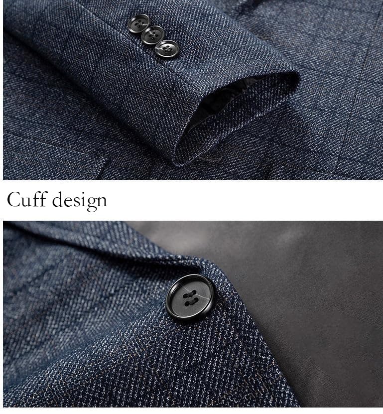 Men's Casual Cotton Blend Suit Jacket Vintage Non-Ironing Plaid Blazers Sport Coat Jackets Business Casual Suits4