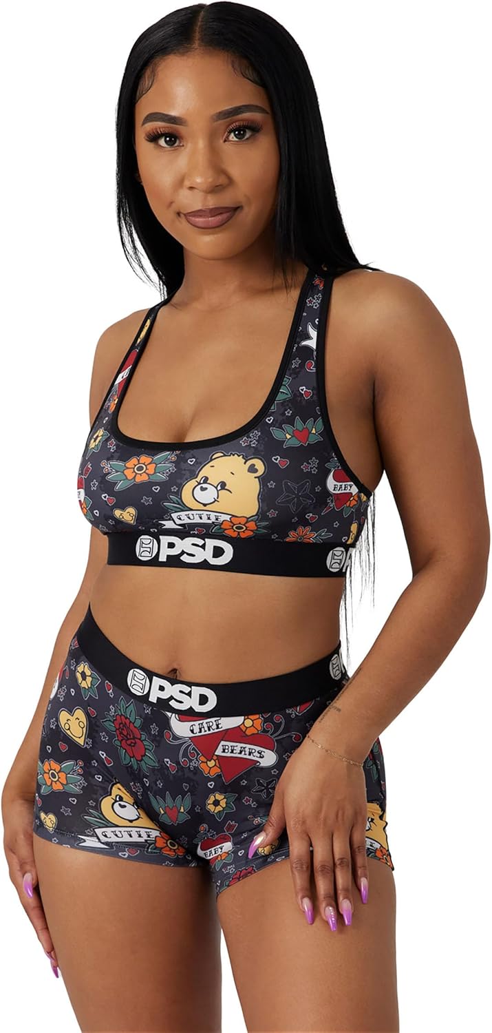 PSD Women's Care Bears Sports Bra - Racerback Sports Bras for Women with Breathable Microfiber Fabric