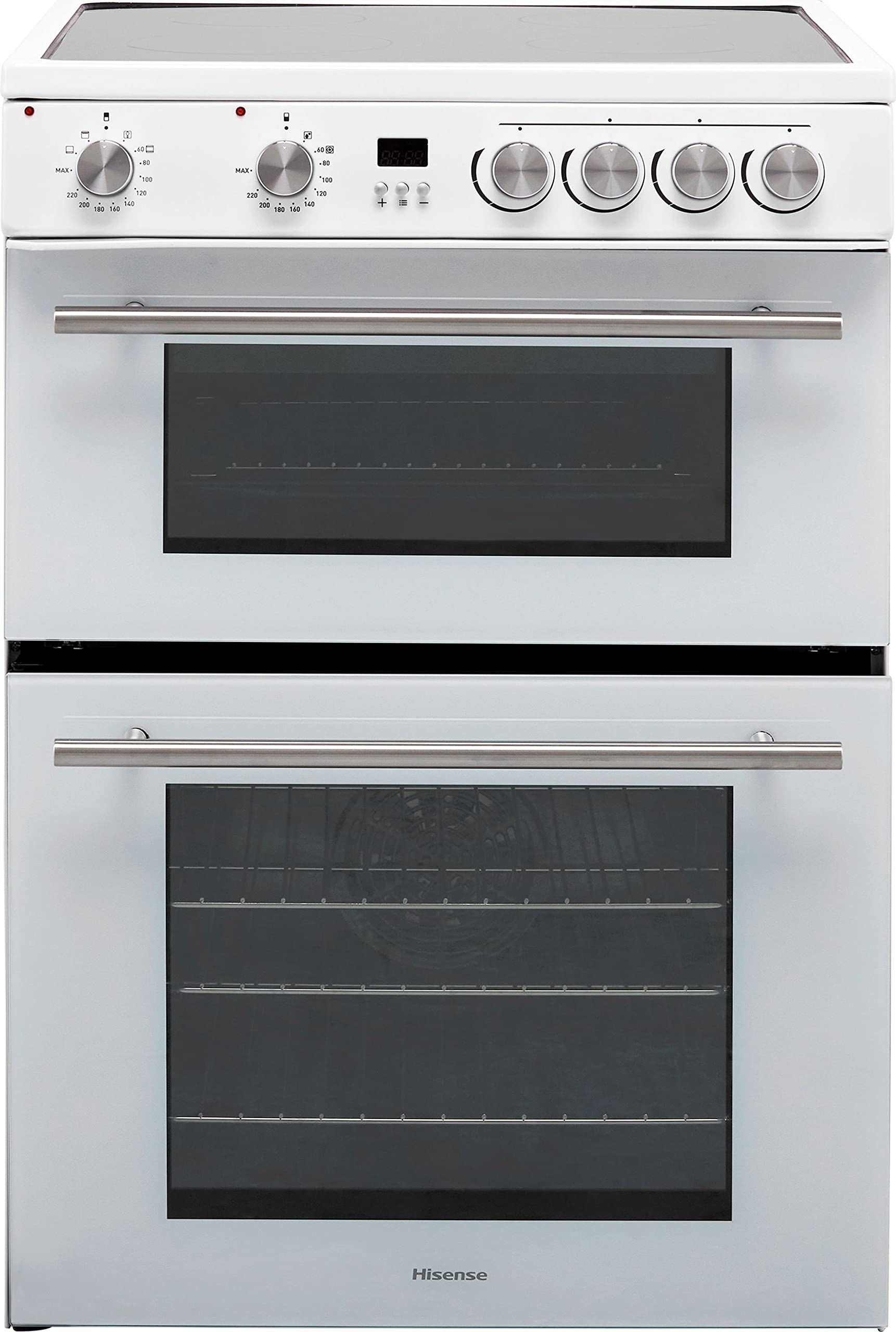 Hisense HDE3211BWUK 60cm Electric Cooker with Ceramic Hob-White A Rated Double Oven - White