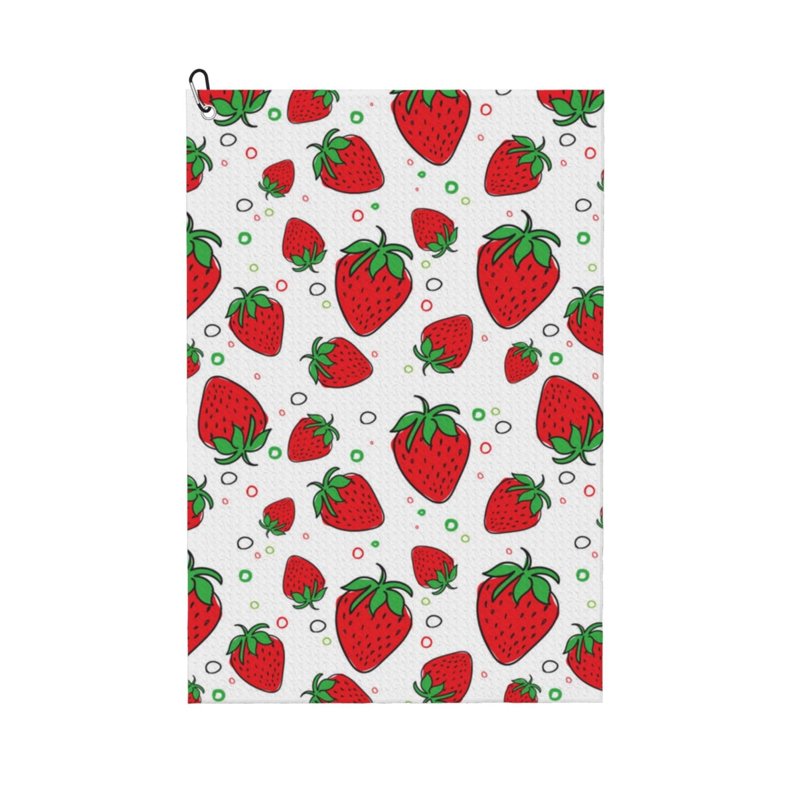 Hnnkloy Strawberry, 16x24 in Portable Waffle Golf Towels with Carabiner Clip for Golf Bag