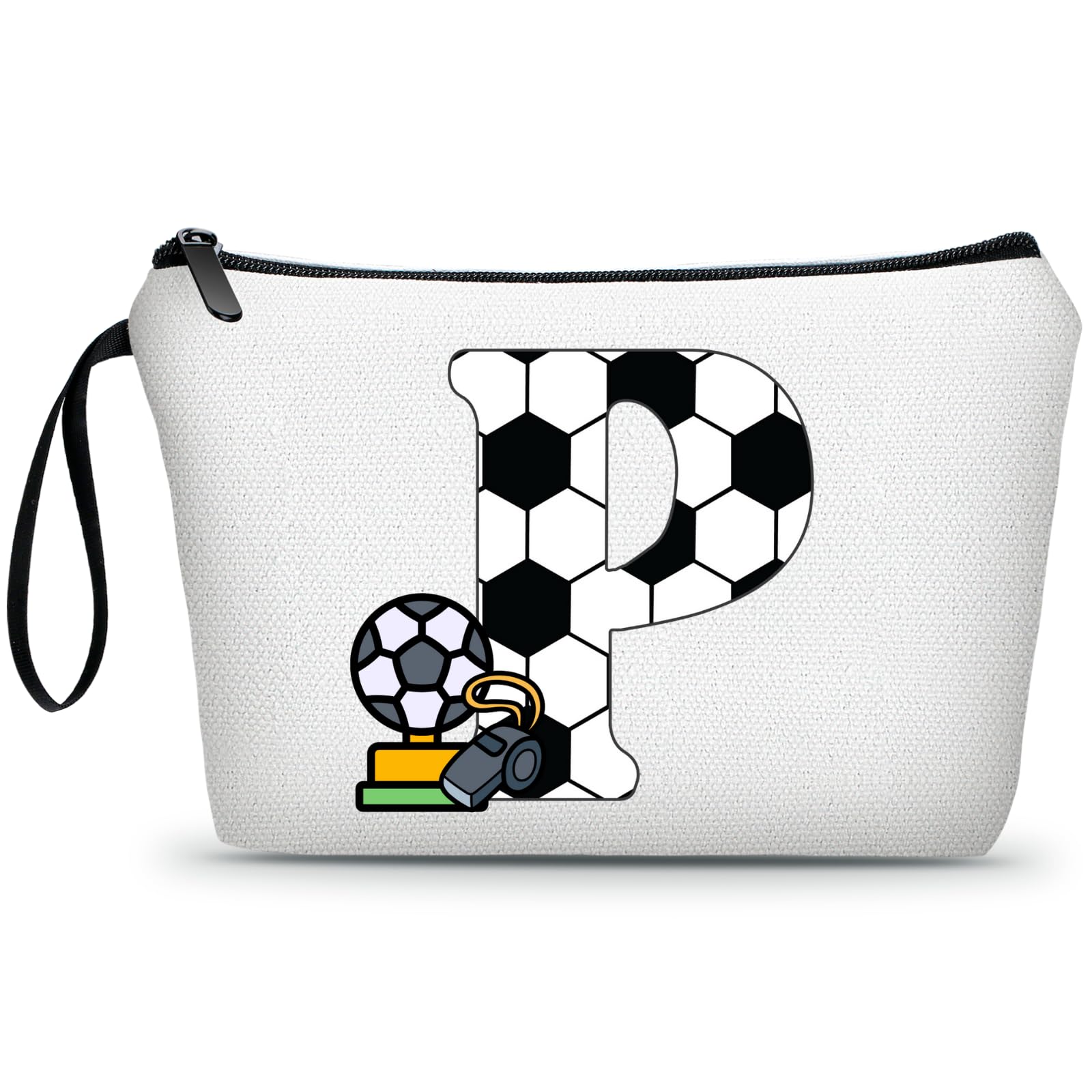 ARIOSEY Soccer Gifts Personalized Soccer Ball Cosmetic Bag for Purse Birthday Inspirational Gifts for Girls Women Team Coach Mom Stuff Travel