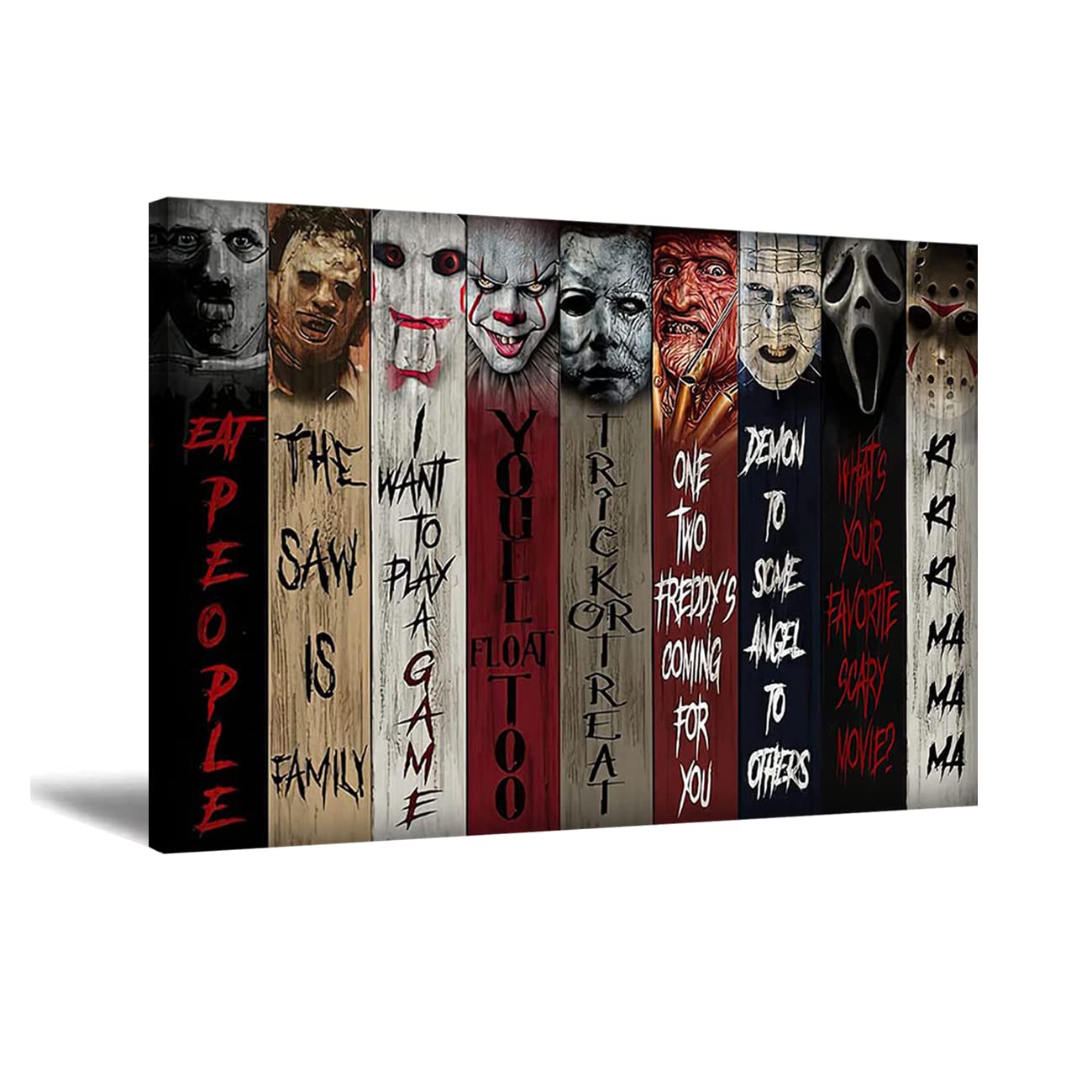 ZHONGYUTONG Horror Film Poster Horrorfiguren Leinwand Kunstdruck Gruselige Movie bilder Gemälde Wanddekoration für Schlafzimmer (Rahmen, 40x60cm)