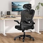 Président du Bureau, SPRDENG chaise de bureau ergonomique avec support lombaire réglable à deux voies & Chaise d'ordinateur en forme de S haut dos avec accoudoirs rembourrés en pliage, chaise de travail pivotante pour la maison
