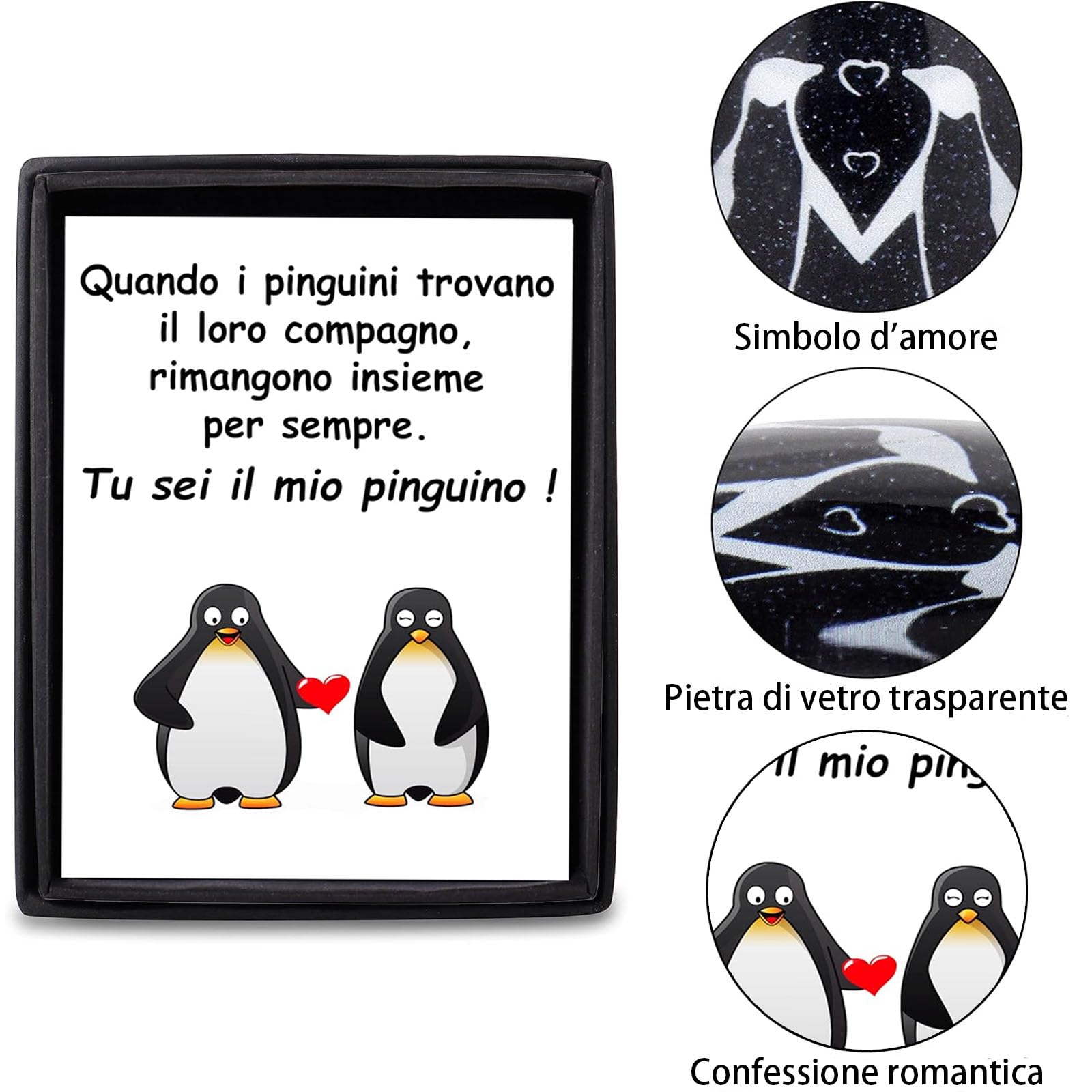 Pinguino Pietra Regali Per Lui Fidanzato Regali Per Lei Fidanzata, Regalo Anniversario Matrimonio Moglie Marito San Valentino Compleanno, Regali Di Coppia Natale Regalo Anniversario Per Lui/Lei