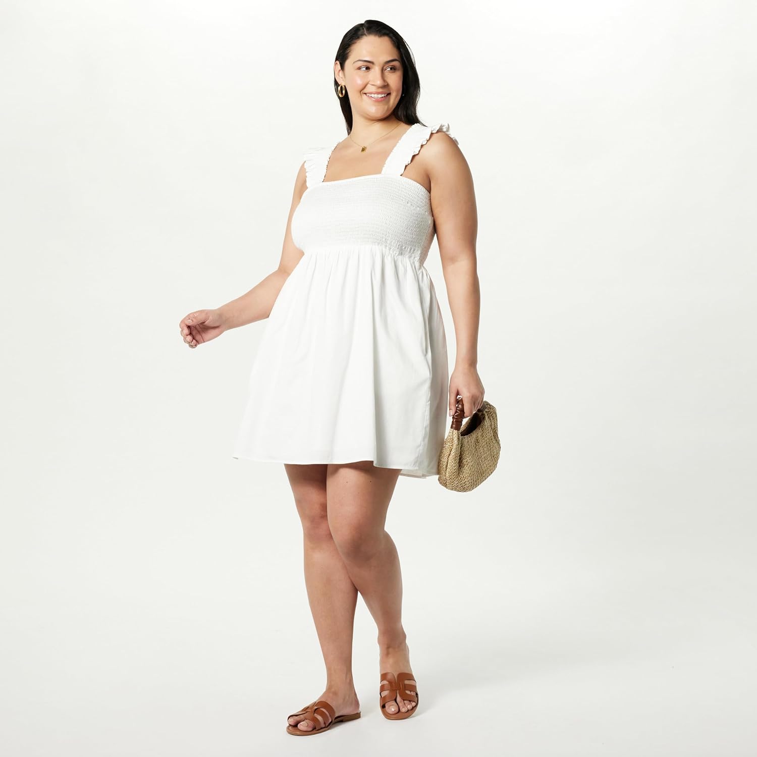 The Drop Womens Kari Ruffled-Shoulder Smocked Mini Dress - Image 7