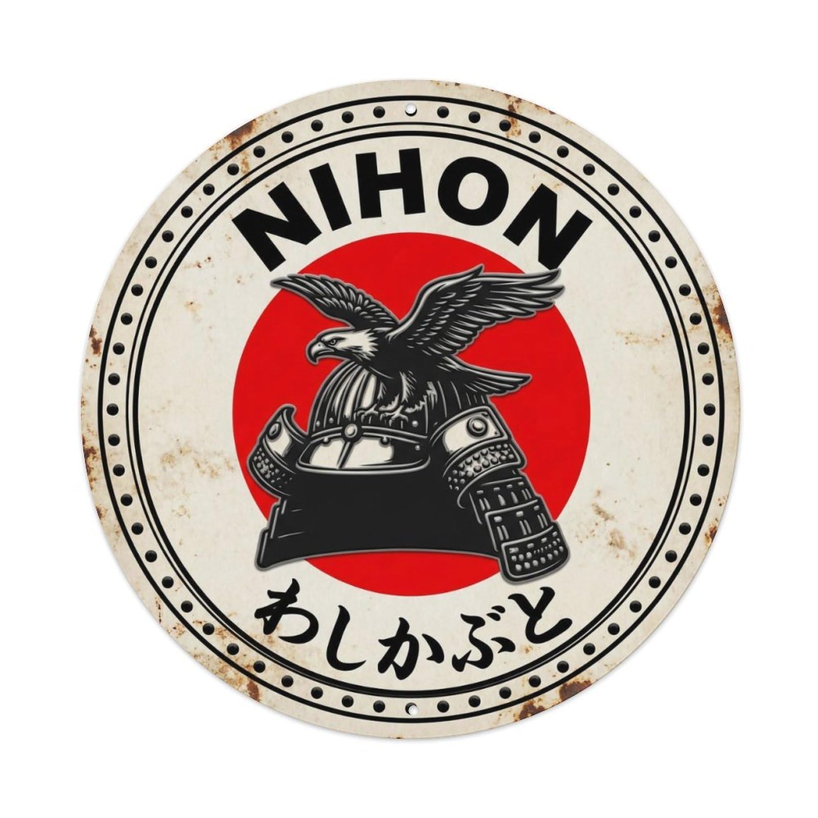 Eagle Helmet Nihon Warrior Armor Aged Metal Tin Sign