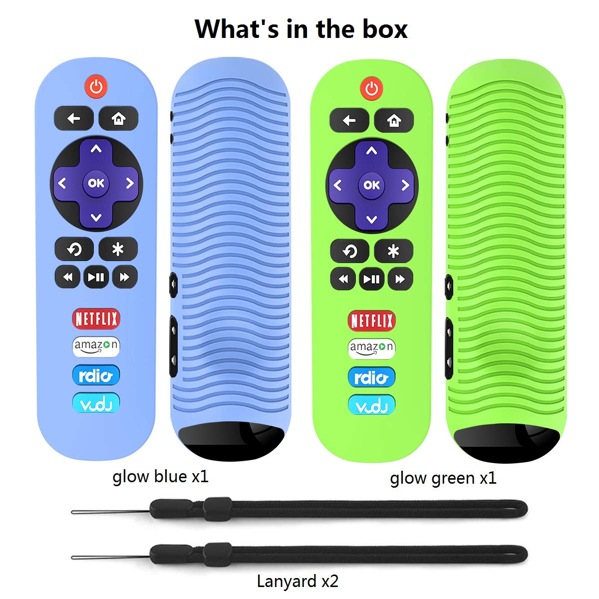 Alquar Paquete de 2 fundas protectoras para control remoto TCL Roku RC280, ligera, antideslizante, a prueba de golpes, de silicona, compatible con control remoto TCL Roku RC280, con cordón (verde