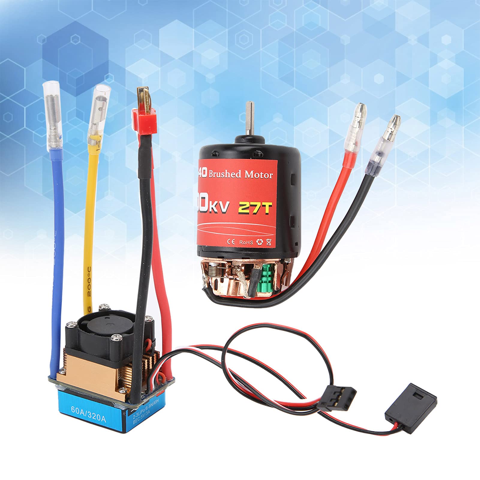 Qcwwy Silnik Bezszczotkowy Brushed ESC z Wbudowanym Wentylatorem i | RC Car HSP HPI Wodoodporny silnik 540 16800KV z dwukierunkową przemysłową hydrauliką naukową 60A, pneumatyką Uszczelki