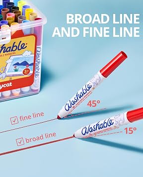 JoyCat 48 Colors Washable Markers for Kids, Art Set with Portable Carrying Case, Conical Tip Bulk Markers for Boys Girls, School Classroom Supplies & Birthday Gift