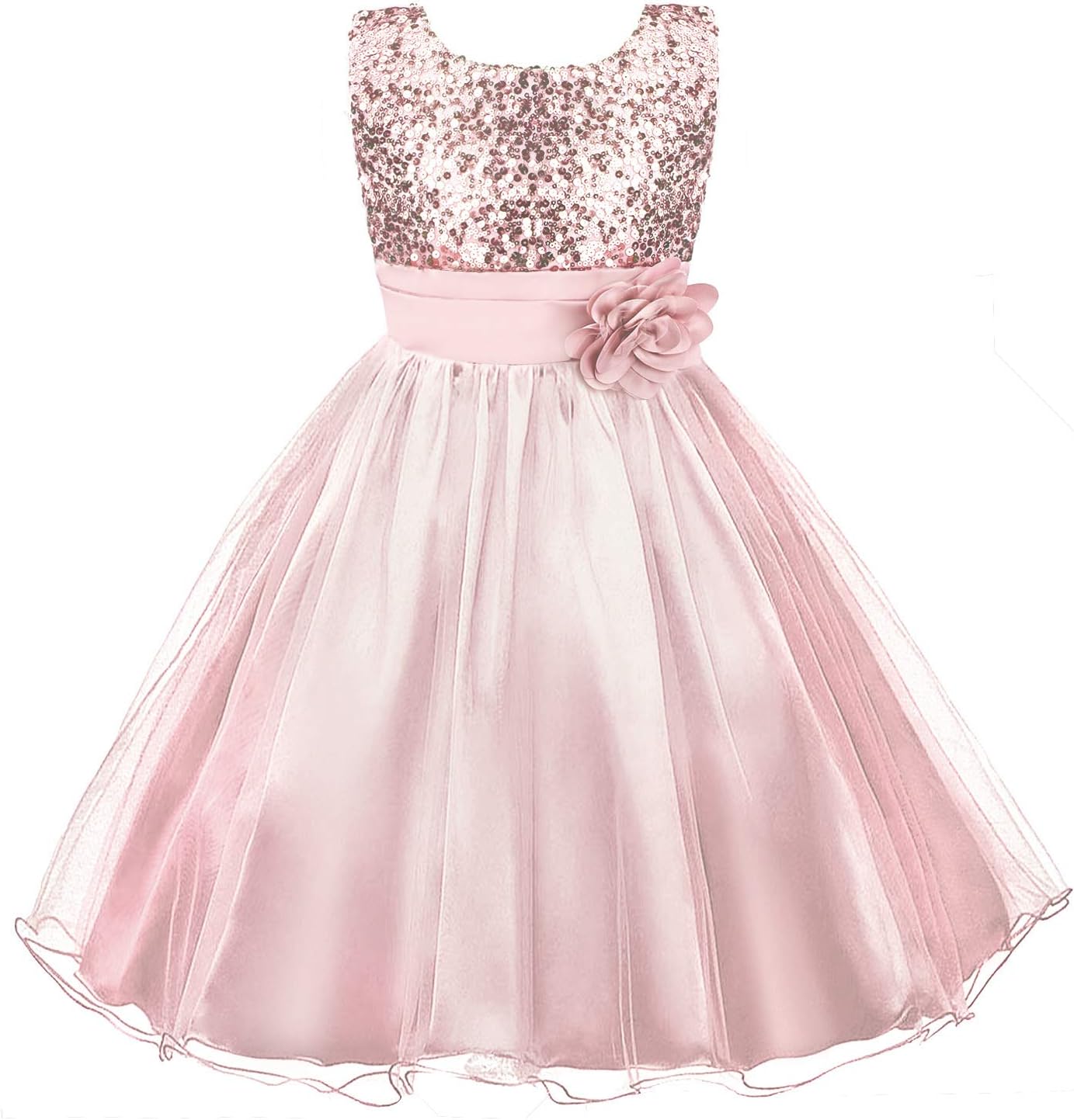 Girls Princess Dress Sequin Tulle Flower Pageant Birthday Party Wedding Bridesmaid Girl Dresses for 3-12 Years